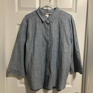 Button Down Classic  Basic Linen Blend 3/4 Sleeve Women’s Size XL
